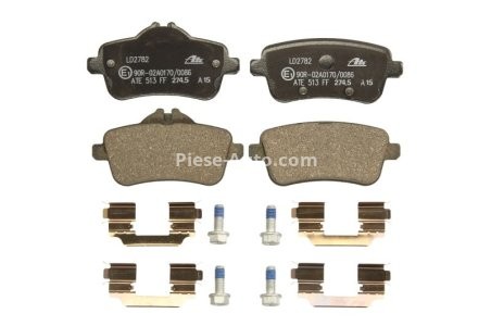 Set plăcuțe frână ATE din ceramică, spate (cu accesorii; cu șuruburi ghidare etrier), pentru: MERCEDES GL (X166), GLE (C292), GLE (W166), GLS (X166) 2.2D-5.5 06.11-10.19