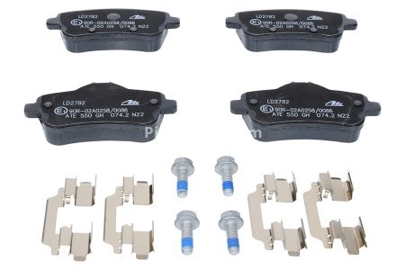 Set plăcuțe frână ATE din ceramică, spate (cu accesorii; cu șuruburi ghidare etrier), pentru: MERCEDES GL (X166), GLE (C292), GLE (W166), GLS (X166) 2.2D-5.5 06.11-10.19 3