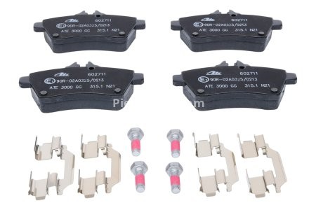 Set plăcuțe frână ATE, față (cu accesorii; cu șuruburi ghidare etrier), pentru: MERCEDES A (W169), B SPORTS TOURER (W245) 1.5-2.0D 09.04-06.12 3