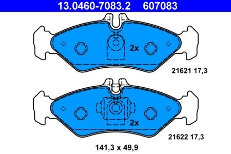 Set plăcuțe frână ATE, spate  , pentru: MERCEDES SPRINTER 2-T (B901, B902); VW LT 28-35 II, LT 28-46 II 2.1D-2.9D 01.95-07.06 2