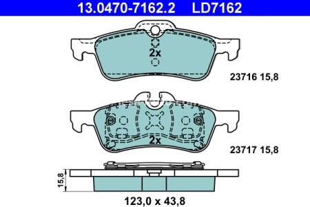 Set plăcuțe frână ATE din ceramică, spate , pentru: MINI (R50, R53), (R52) 1.4D/1.6/3.8 09.87-07.08