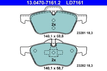 Set plăcuțe frână ATE din ceramică, față , pentru: MINI (R50, R53), (R52) 1.4D/1.6 06.01-07.08