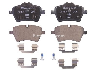 Set plăcuțe frână ATE din ceramică, față (cu accesorii; cu șuruburi ghidare etrier), pentru: MINI (R50, R53), (R52), (R56), (R57), (R58), (R59) 1.6/1.6D/2.0D 11.03-10.16