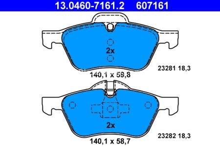 Set plăcuțe frână ATE, față , pentru: MINI (R50, R53), (R52) 1.4D/1.6 06.01-07.08