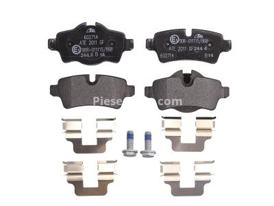 Set plăcuțe frână ATE, spate  (cu accesorii; cu șuruburi ghidare etrier), pentru: MINI (R56), (R57), (R58), (R59), CLUBMAN (R55), CLUBVAN (R55) 1.4-2.0D 09.06-06.15