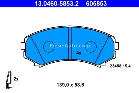 Set plăcuțe frână ATE, față , pentru: MITSUBISHI ECLIPSE III, ENDEAVOR, GRANDIS, PAJERO CLASSIC, PAJERO II, PAJERO III, PAJERO IV, PAJERO SPORT I, PAJERO SPORT II 2.0D-3.8 08.98-