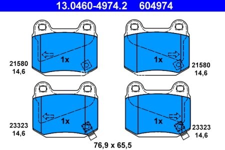 Set plăcuțe frână ATE, spate  , pentru: MITSUBISHI CARISMA, LANCER VI; NISSAN 350Z; SUBARU IMPREZA 2.0/2.5/3.5 01.99-12.09