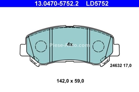 Set plăcuțe frână ATE din ceramică, față , pentru: NISSAN QASHQAI I, QASHQAI II, ROGUE, SENTRA VI, X-TRAIL, X-TRAIL II; SUZUKI KIZASHI 1.5D-2.5 10.06-