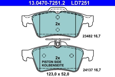 Set plăcuțe frână ATE din ceramică, spate , pentru: NISSAN PRIMERA; RENAULT LAGUNA, LAGUNA III 1.5D-3.5 12.01-
