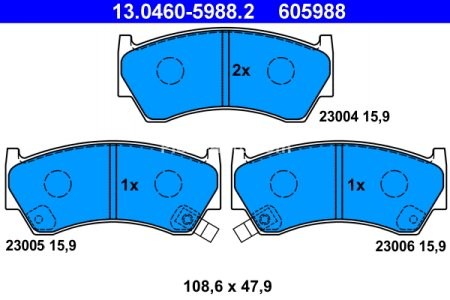 Set plăcuțe frână ATE, față , pentru: NISSAN ALMERA I, PATROL GR V 1.4-4.8 07.95-
