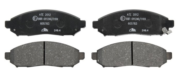 Set plăcuțe frână ATE, față , pentru: NISSAN LEAF, NAVARA, NP300, NP300 NAVARA, NV200, NV200 / EVALIA, PATHFINDER III, XTERRA 2.5D-Electric 11.01-