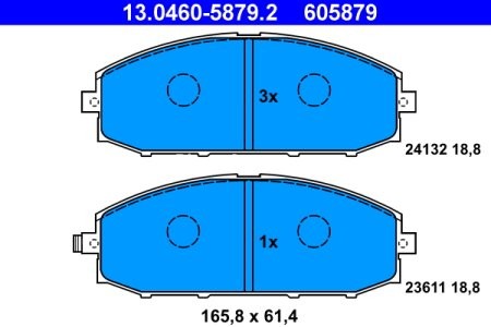 Set plăcuțe frână ATE, față , pentru: NISSAN PATROL GR V 2.8D-4.8 06.97-