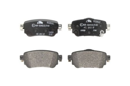 Set plăcuțe frână ATE, spate  , pentru: NISSAN LEAF, QASHQAI II, X-TRAIL III; RENAULT KADJAR, KOLEOS II 1.2-Electric 11.13-