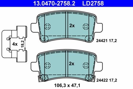 Set plăcuțe frână ATE din ceramică, spate (cu accesorii), pentru: OPEL INSIGNIA A, INSIGNIA A COUNTRY 1.4-3.6 07.08-BUICK LAE; 
