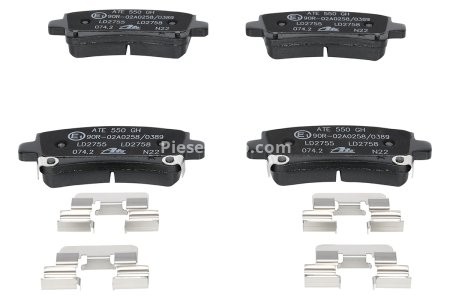 Set plăcuțe frână ATE din ceramică, spate (cu accesorii), pentru: OPEL INSIGNIA A, INSIGNIA A COUNTRY 1.4-3.6 07.08-BUICK LAE;  3