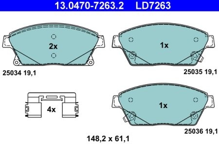 Set plăcuțe frână ATE din ceramică, față (cu accesorii), pentru:OPEL AMPERA, ASTRA J, ASTRA J GTC, MOKKA / MOKKA X, ZAFIRA C 1.3D-2.0D 05.09- CHEVROLET CRUZE, ORLANDO, TRAX, VOLT; 