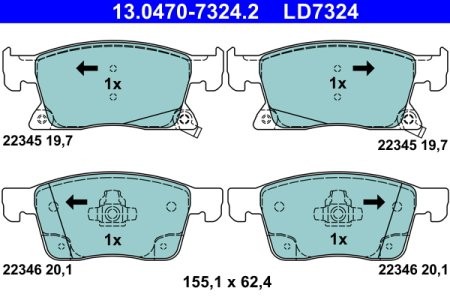 Set plăcuțe frână ATE din ceramică, față , pentru: OPEL ASTRA K, ASTRA K/KOMBI 1.0-1.6D 06.15-