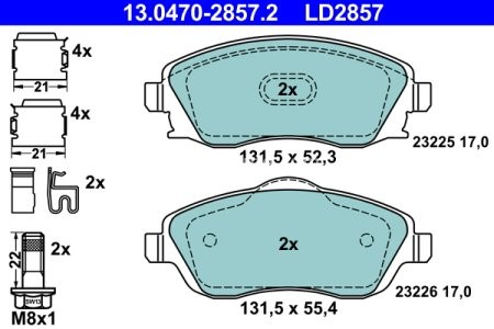 Set plăcuțe frână ATE din ceramică, față , pentru: OPEL COMBO TOUR, COMBO/MINIVAN, CORSA C, CORSA C/HATCHBACK, MERIVA A, TIGRA 1.0-1.8 09.00-