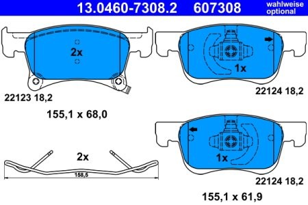 Set plăcuțe frână ATE, față , pentru: OPEL ADAM, CORSA E, CORSA E/HATCHBACK 1.0-1.4LPG 10.12- 3