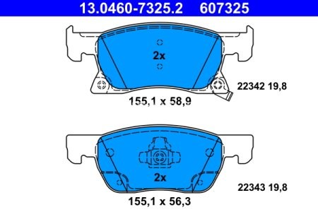 Set plăcuțe frână ATE, față , pentru: OPEL ASTRA K, ASTRA K/KOMBI 1.0-1.6D 06.15-