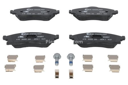 Set plăcuțe frână ATE, față (cu accesorii; cu șuruburi ghidare etrier), pentru: OPEL COMBO TOUR, COMBO/MINIVAN, CORSA C, CORSA C/HATCHBACK, MERIVA A, TIGRA 1.0-1.8 09.00- 3