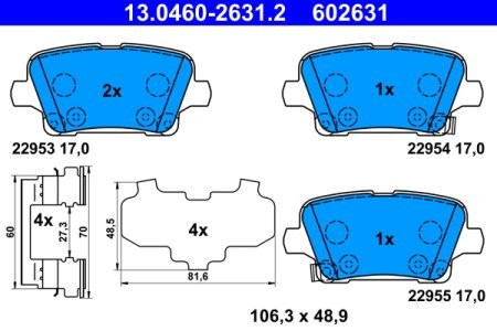 Set plăcuțe frână ATE, spate  , pentru: OPEL INSIGNIA B, INSIGNIA B COUNTRY, INSIGNIA B GRAND SPORT 1.5-2.0D 03.17-
