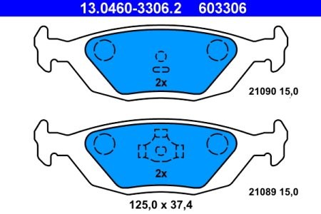 Set plăcuțe frână ATE, spate  , pentru: VOLVO 440, 460, 480; OPEL KADETT A; SAAB 900 I, 9000 1.0-3.0 09.62-12.98