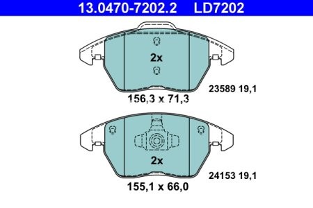 Set plăcuțe frână ATE din ceramică, față , pentru: PEUGEOT 208 I, 208/HATCHBACK, 3008, 308 I, 308 I/KOMBI, RCZ 1.0-2.0DH 09.07-12.19