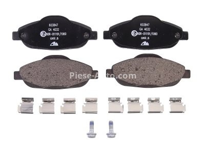 Set plăcuțe frână ATE, față (cu accesorii; cu șuruburi ghidare etrier), pentru: PEUGEOT 3008, 308, 308 I, 308 I/KOMBI 1.2-2.0D 09.07-08.16