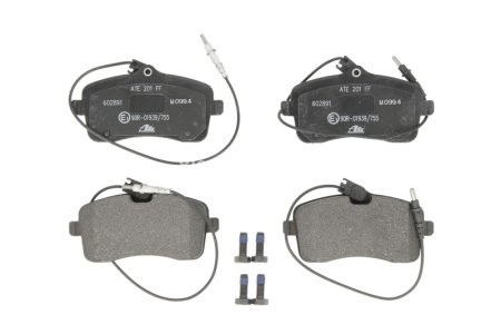 Set plăcuțe frână ATE, față (cu șuruburi ghidare etrier), pentru: PEUGEOT 407 1.6D-2.0D 03.04-02.11