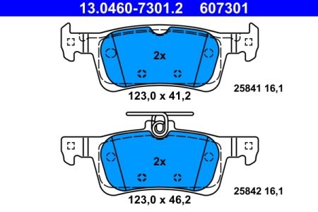 Set plăcuțe frână ATE, spate  , pentru: PEUGEOT 308 II, 308 II/KOMBI, 308/HATCHBACK 1.2-2.0D 09.13-06.21