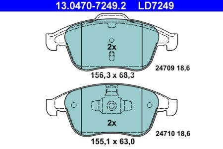 Set plăcuțe frână ATE din ceramică, față , pentru: RENAULT CLIO IV, GRAND SCENIC III, LAGUNA, LAGUNA III, LATITUDE, MEGANE, MEGANE III, SCENIC III 1.2-2.0D 10.07-
