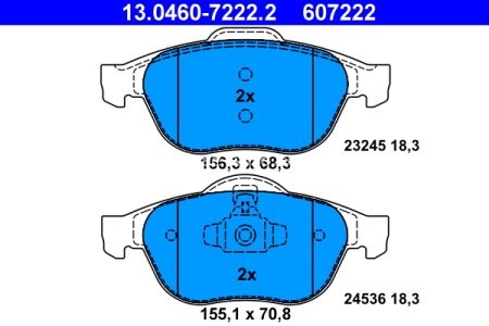 Set plăcuțe frână ATE, față , pentru: RENAULT GRAND SCENIC II, SCENIC II 1.4-2.0D 06.03-07.10