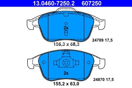 Set plăcuțe frână ATE, față , pentru: RENAULT GRAND SCENIC III, LAGUNA, LAGUNA III, LATITUDE 1.6-3.5 10.07-