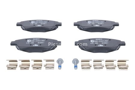 Set plăcuțe frână ATE, față (cu accesorii; cu șuruburi ghidare etrier), pentru: RENAULT GRAND SCENIC II, KANGOO, KANGOO EXPRESS, MEGANE II, MEGANE II/KOMBI 1.4-2.0D 10.01- 3