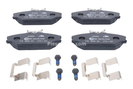 Set plăcuțe frână ATE, față (cu șuruburi ghidare etrier), pentru: RENAULT CLIO II, LAGUNA I, MEGANE I, MEGANE I CLASSIC, MEGANE I COACH, MEGANE SCENIC 1.4-3.0 06.95-06.09 3