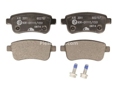 Set plăcuțe frână ATE, spate  , pentru: RENAULT CLIO V, FLUENCE, GRAND SCENIC III, MEGANE, MEGANE III, MEGANE IV, SCENIC III 1.0-Electric 11.08-
