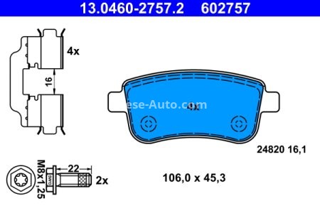Set plăcuțe frână ATE, spate  , pentru: RENAULT CLIO V, FLUENCE, GRAND SCENIC III, MEGANE, MEGANE III, MEGANE IV, SCENIC III 1.0-Electric 11.08-