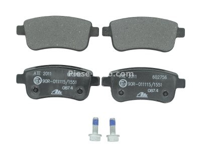 Set plăcuțe frână ATE, spate  (cu accesorii; cu șuruburi ghidare etrier), pentru: RENAULT ARKANA I, CLIO V, FLUENCE, GRAND SCENIC III, MEGANE, MEGANE III 1.0-Electric 11.08-