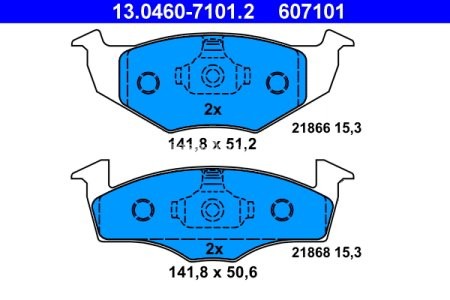 Set plăcuțe frână ATE, față , pentru: SEAT CORDOBA, CORDOBA VARIO, CORDOBA VARIO/KOMBI, IBIZA II, TOLEDO I; VW GOLF III, POLO, POLO III CLASSIC, POLO/KOMBI, VENTO 1.0-Electric 05.91-12.02