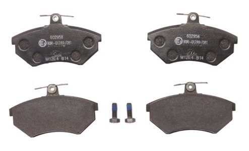 Set plăcuțe frână ATE, față (cu șuruburi ghidare etrier), pentru: SEAT CORDOBA, CORDOBA VARIO, CORDOBA VARIO/KOMBI, IBIZA II, INCA, TOLEDO I; VW CADDY II 1.0-2.9 02.88-01.04