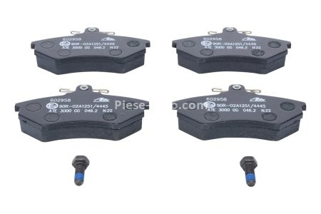 Set plăcuțe frână ATE, față (cu șuruburi ghidare etrier), pentru: SEAT CORDOBA, CORDOBA VARIO, CORDOBA VARIO/KOMBI, IBIZA II, INCA, TOLEDO I; VW CADDY II 1.0-2.9 02.88-01.04 3