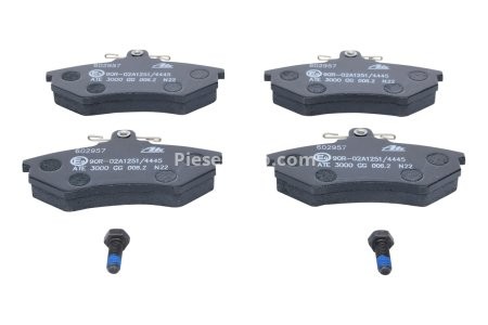 Set plăcuțe frână ATE, față (cu șuruburi ghidare etrier), pentru: SEAT CORDOBA, IBIZA II, TOLEDO I; VW CORRADO, GOLF II, GOLF III, JETTA II, PASSAT B2 1.0-2.8 01.81-10.02 3