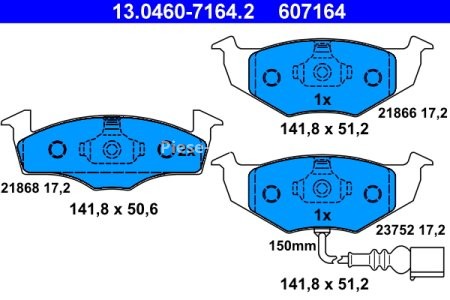 Set plăcuțe frână ATE, față , pentru: SKODA FABIA I, FABIA I PRAKTIK, FABIA II; VW POLO, POLO IV, POLO/KOMBI 1.0-2.0 12.95-