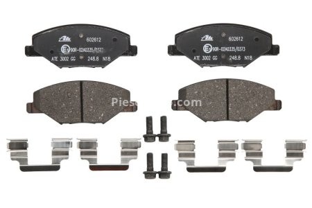 Set plăcuțe frână ATE, față (cu accesorii; cu șuruburi ghidare etrier), pentru: SKODA FABIA II; VW POLO V 1.2-1.9D 12.06-