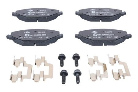 Set plăcuțe frână ATE, față (cu accesorii; cu șuruburi ghidare etrier), pentru: SKODA FABIA II; VW POLO V 1.2-1.9D 12.06- 3