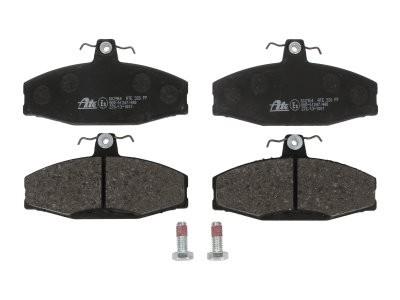 Set plăcuțe frână ATE, față (cu șuruburi ghidare etrier), pentru: SKODA FAVORIT, FAVORIT FORMAN, FELICIA CUBE, FELICIA I, FELICIA II; VW CADDY II 1.3/1.6/1.9D 06.88-04.02