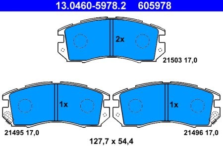 Set plăcuțe frână ATE, față , pentru: SUBARU IMPREZA, LEGACY I, LEGACY II 1.6-2.2 01.89-12.00