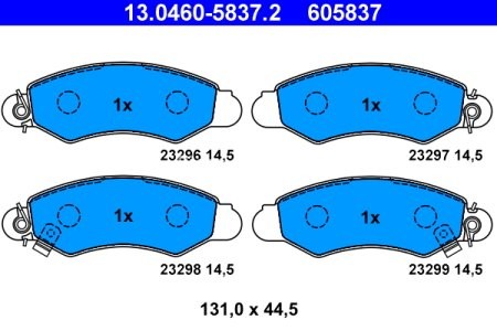 Set plăcuțe frână ATE, față , pentru: SUBARU JUSTY II; SUZUKI SWIFT II 1.0/1.3/1.6 03.89-12.05