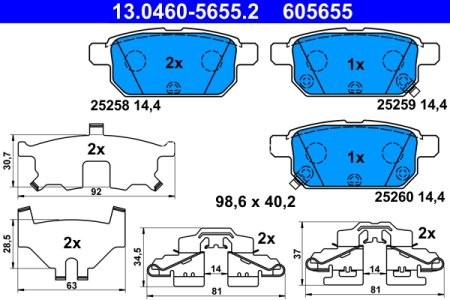 Set plăcuțe frână ATE, spate  , pentru: SUZUKI S-CROSS, SWIFT IV, SWIFT V, SX4 S-CROSS, VITARA 1.0-1.6D 10.10-